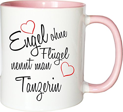 Mister Merchandise Becher Tasse Engel ohne Flügel nennt Man Tänzerin Kaffee Kaffeetasse liebevoll Bedruckt Beruf Job Geschenk Weiß-Rosa von Mister Merchandise