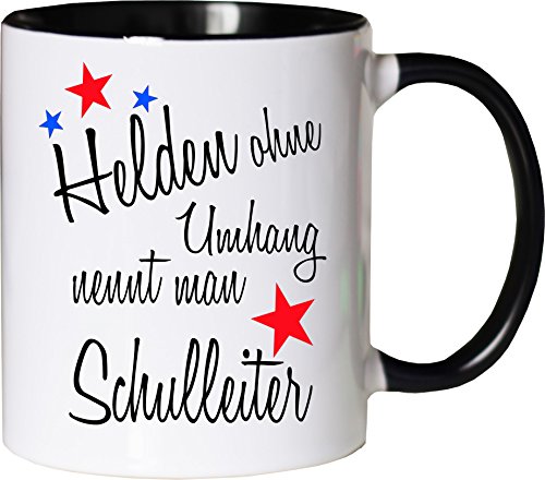 Mister Merchandise Becher Tasse Helden ohne Umhang nennt Man Schulleiter Kaffee Kaffeetasse liebevoll Bedruckt Beruf Job Geschenk Weiß-Schwarz von Mister Merchandise