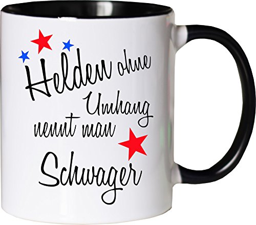 Mister Merchandise Becher Tasse Helden ohne Umhang nennt Man Schwager Kaffee Kaffeetasse liebevoll Bedruckt Beruf Job Geschenk Weiß-Schwarz von Mister Merchandise