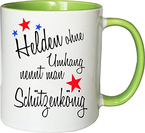 Mister Merchandise Becher Tasse Helden ohne Umhang nennt Man Schützenkönig Kaffee Kaffeetasse liebevoll Bedruckt Beruf Job Geschenk Weiß-Grün von Mister Merchandise