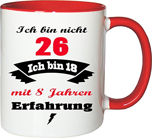 Mister Merchandise Becher Tasse Ich Bin Nicht 26 ich Bin … mit Jahren Erfahrung Kaffee Kaffeetasse liebevoll Bedruckt Jahre Geburtstag Alter jünger fühlen Weiß-Rot von Mister Merchandise