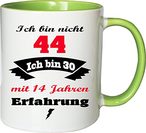 Mister Merchandise Becher Tasse Ich Bin Nicht 44 ich Bin … mit Jahren Erfahrung Kaffee Kaffeetasse liebevoll Bedruckt Jahre Geburtstag Alter jünger fühlen Weiß-Grün von Mister Merchandise