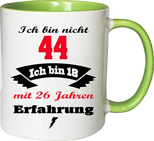 Mister Merchandise Becher Tasse Ich Bin Nicht 44 ich Bin 18 mit 26 Jahren Erfahrung Kaffee Kaffeetasse liebevoll Bedruckt Jung geblieben Alter Kaffeebecher Geburtstagsgeschenk Weiß-Grün von Mister Merchandise