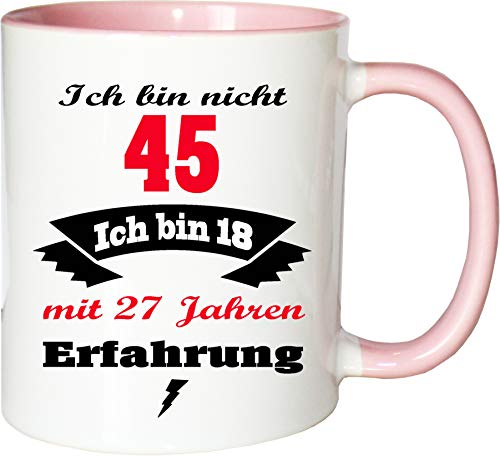 Mister Merchandise Becher Tasse Ich Bin Nicht 45 ich Bin 18 mit 27 Jahren Erfahrung Kaffee Kaffeetasse liebevoll Bedruckt Jung geblieben Alter Kaffeebecher Geburtstagsgeschenk Weiß-Rosa Mister Merchandise Becher Tasse Ich Bin Nicht 45 ich Bin 18 mit 27 Jahren Erfahrung Kaffee Kaffeetasse liebevoll Bedruckt Jung geblieben Alter Kaffeebecher Geburtstagsgeschenk Weiß-Rosa von Mister Merchandise