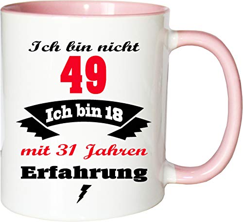Mister Merchandise Becher Tasse Ich Bin Nicht 49 ich Bin 18 mit 31 Jahren Erfahrung Kaffee Kaffeetasse liebevoll Bedruckt Jung geblieben Alter Kaffeebecher Geburtstagsgeschenk Weiß-Rosa von Mister Merchandise