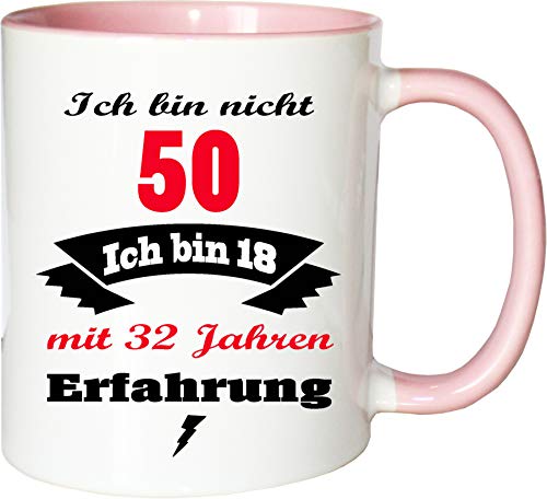 Mister Merchandise Becher Tasse Ich Bin Nicht 50 ich Bin 18 mit 32 Jahren Erfahrung Kaffee Kaffeetasse liebevoll Bedruckt Jung geblieben Alter Kaffeebecher Geburtstagsgeschenk Weiß-Rosa Mister Merchandise Becher Tasse Ich Bin Nicht 50 ich Bin 18 mit 32 Jahren Erfahrung Kaffee Kaffeetasse liebevoll Bedruckt Jung geblieben Alter Kaffeebecher Geburtstagsgeschenk Weiß-Rosa von Mister Merchandise