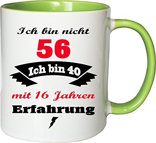 Mister Merchandise Becher Tasse Ich Bin Nicht 56 ich Bin … mit Jahren Erfahrung Kaffee Kaffeetasse liebevoll Bedruckt Jahre Geburtstag Alter jünger fühlen Weiß-Grün von Mister Merchandise