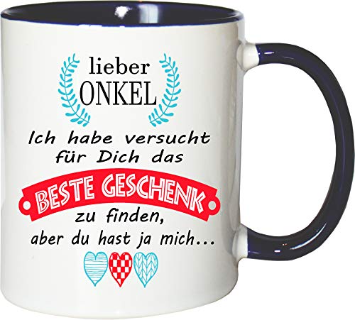 Mister Merchandise Becher Tasse Onkel Kaffee Kaffeetasse liebevoll Bedruckt Geschenkidee Familie Weiß-Blau von Mister Merchandise