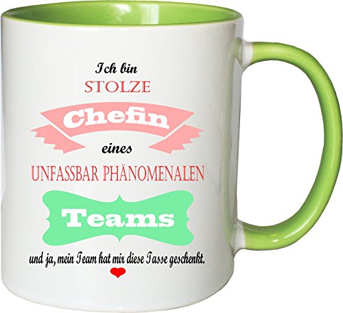 Mister Merchandise Becher Tasse Stolze Chefin eines unfassbar phänomenalen Teams Kaffee Kaffeetasse liebevoll Bedruckt traumhaft wahnsinnig fantatsisch Weiß-Grün Mister Merchandise Becher Tasse Stolze Chefin eines unfassbar phänomenalen Teams Kaffee Kaffeetasse liebevoll Bedruckt traumhaft wahnsinnig fantatsisch Weiß-Grün von Mister Merchandise