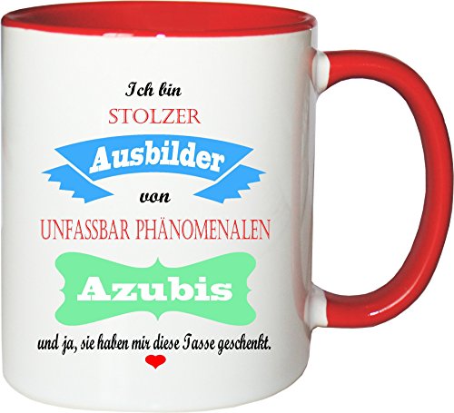 Mister Merchandise Becher Tasse Stolzer Ausbilder von unfassbar phänomenalen Azubis Kaffee Kaffeetasse liebevoll Bedruckt traumhaft wahnsinnig fantatsisch Weiß-Rot von Mister Merchandise