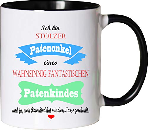 Mister Merchandise Becher Tasse Stolzer Patenonkel eines wahnsinnig fantastischen Patenkindes - Es hat Mir die Tasse geschenkt Kaffeetasse Bedruckt Kaffeebecher Geburtstagsgeschenk Weiß-Schwarz von Mister Merchandise