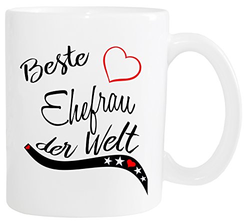 Mister Merchandise Kaffeebecher Tasse Beste Ehefrau der Welt Frau Heirat Ehe Danke Teetasse Becher Weiß von Mister Merchandise