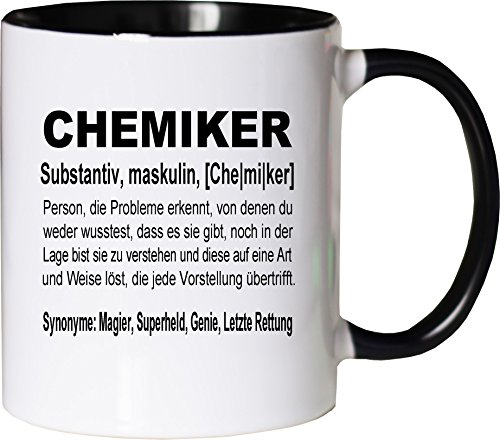 Mister Merchandise Kaffeebecher Tasse Chemiker Definition Geschenk Gag Job Beruf Arbeit Witzig Spruch Teetasse Becher Weiß-Schwarz von Mister Merchandise