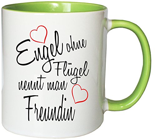 Mister Merchandise Kaffeebecher Tasse Engel ohne Flügel nennt Man Freundin Beste Freundin BFF Girlfriends Freund Mädels Teetasse Becher Weiß-Grün von Mister Merchandise