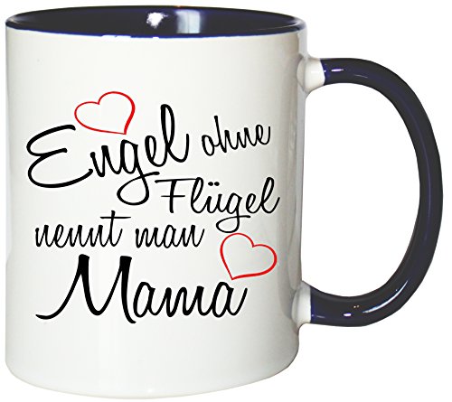 Mister Merchandise Kaffeebecher Tasse Engel ohne Flügel nennt Man Mama Mama Mutter Mutti Mami Kind Muttertag Teetasse Becher Weiß-Blau von Mister Merchandise