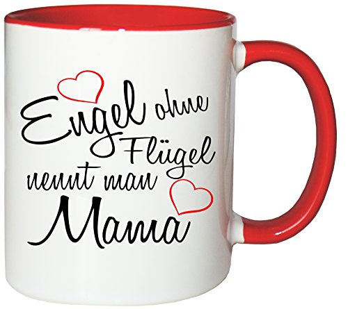 Mister Merchandise Kaffeebecher Tasse Engel ohne Flügel nennt Man Mama Mama Mutter Mutti Mami Kind Muttertag Teetasse Becher Weiß-Rot von Mister Merchandise