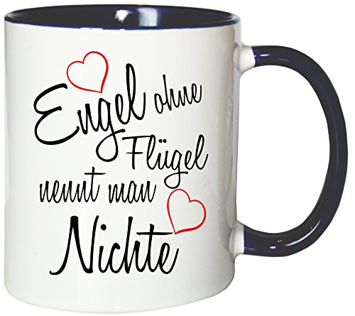 Mister Merchandise Kaffeebecher Tasse Engel ohne Flügel nennt Man Nichte Cousine Tante Schwester Kind Baby Schwanger Teetasse Becher Weiß-Blau von Mister Merchandise