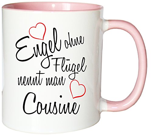 Mister Merchandise Kaffeebecher Tasse Engel ohne Flügel nennt Man Cousine Tante Tochter Onkel Schwanger Baby Teetasse Becher Weiß-Rosa von Mister Merchandise