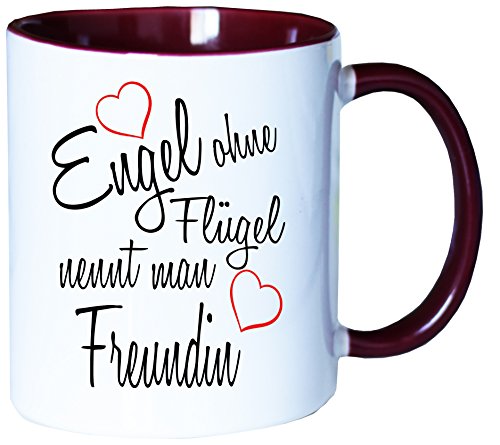 Mister Merchandise Kaffeebecher Tasse Engel ohne Flügel nennt Man Freundin Beste Freundin BFF Girlfriends Freund Mädels Teetasse Becher Weiß-Bordeaux von Mister Merchandise