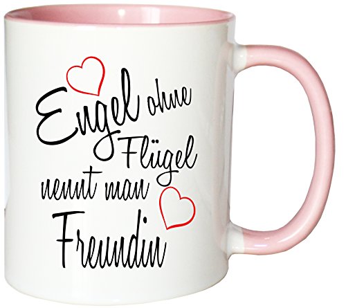 Mister Merchandise Kaffeebecher Tasse Engel ohne Flügel nennt Man Freundin Beste Freundin BFF Girlfriends Freund Mädels Teetasse Becher Weiß-Rosa von Mister Merchandise