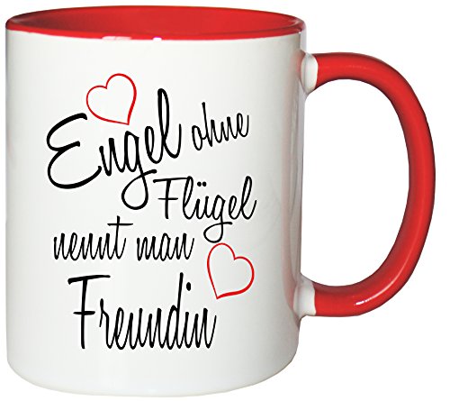 Mister Merchandise Kaffeebecher Tasse Engel ohne Flügel nennt Man Freundin Beste Freundin BFF Girlfriends Freund Mädels Teetasse Becher Weiß-Rot von Mister Merchandise