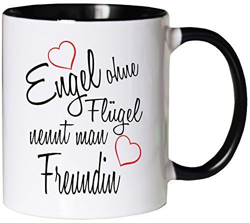 Mister Merchandise Kaffeebecher Tasse Engel ohne Flügel nennt Man Freundin Beste Freundin BFF Girlfriends Freund Mädels Teetasse Becher Weiß-Schwarz von Mister Merchandise