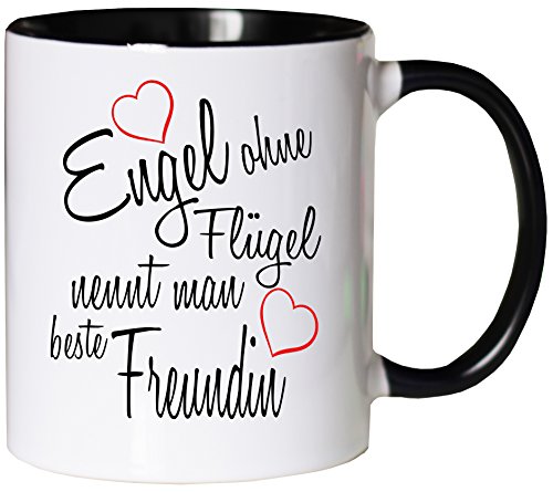 Mister Merchandise Kaffeebecher Tasse Engel ohne Flügel nennt Man Beste Freundin BFF Freund Mädchen Freundschaft Friends Teetasse Becher Weiß-Schwarz von Mister Merchandise