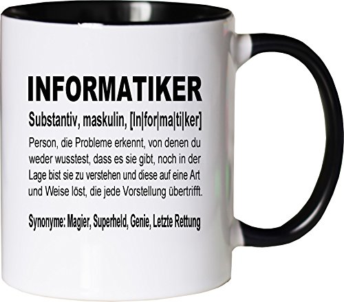 Mister Merchandise Kaffeebecher Tasse Informatiker Definition Geschenk Gag Job Beruf Arbeit Witzig Spruch Teetasse Becher Weiß-Schwarz von Mister Merchandise