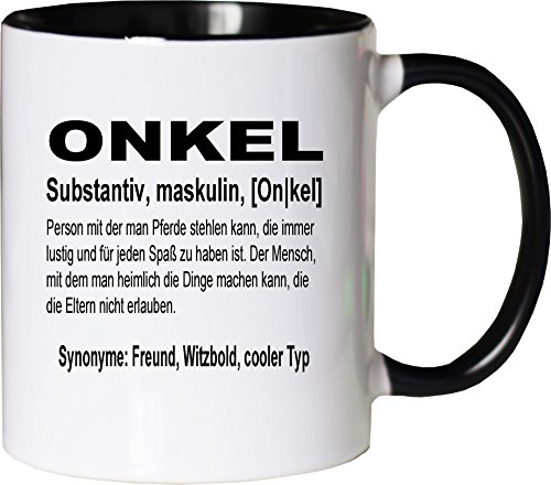 Mister Merchandise Kaffeebecher Tasse Onkel Definition Bruder Geschenk Neffe Nichte Geschenk Teetasse Becher Weiß-Schwarz von Mister Merchandise