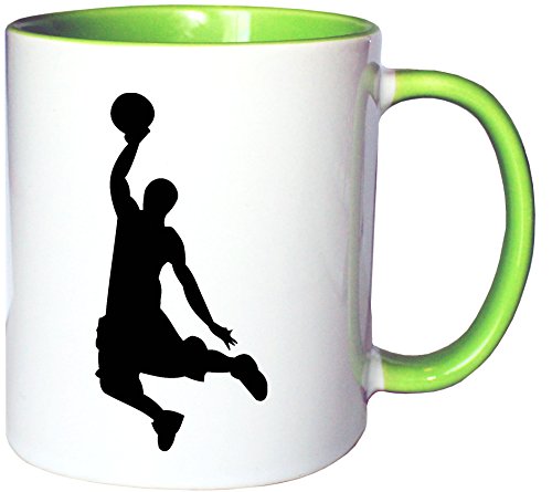 Mister Merchandise Kaffeetasse Becher Basketball Slamdunk Slam Dunk Dunking, Farbe: Weiß-Grün von Mister Merchandise