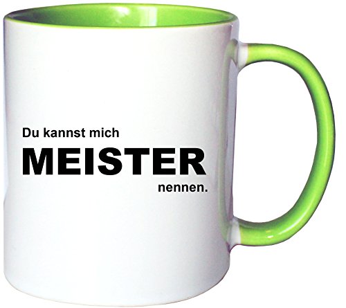 Mister Merchandise Kaffeetasse Becher Du Kannst Mich Meister nennen, Farbe: Weiß-Grün von Mister Merchandise