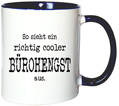 Mister Merchandise Kaffeetasse Becher So Sieht EIN richtig Cooler Bürohengst aus, Farbe: Weiß-Blau von Mister Merchandise