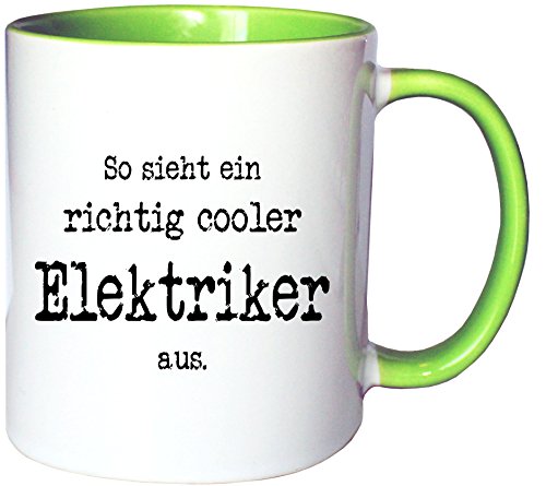 Mister Merchandise Kaffeetasse Becher So Sieht EIN richtig Cooler Elektriker aus, Farbe: Weiß-Grün von Mister Merchandise
