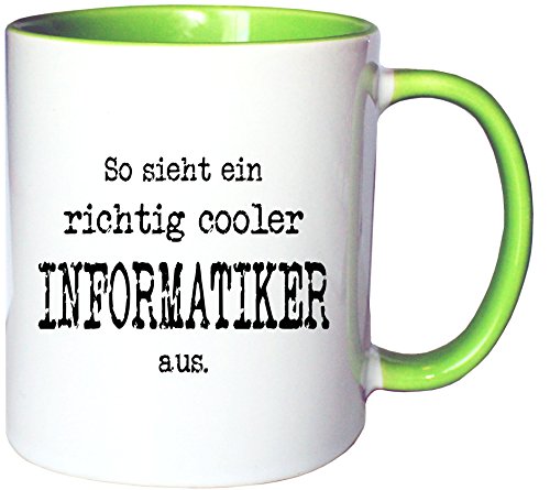 Mister Merchandise Kaffeetasse Becher So Sieht EIN richtig Cooler Informatiker aus. Informatik, Farbe: Weiß-Grün von Mister Merchandise