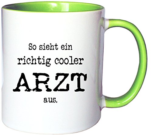 Mister Merchandise Kaffeetasse Becher So Sieht EIN richtig Cooler Arzt aus. Doktor, Farbe: Weiß-Grün von Mister Merchandise