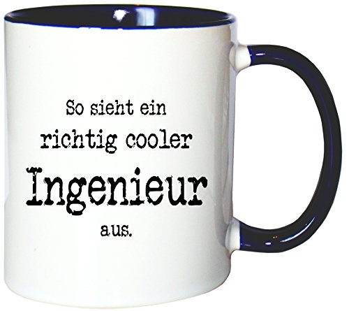 Mister Merchandise Kaffeetasse Becher So Sieht EIN richtig Cooler Ingenieur aus, Farbe: Weiß-Blau von Mister Merchandise