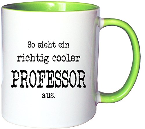 Mister Merchandise Kaffeetasse Becher So Sieht EIN richtig Cooler Professor aus, Farbe: Weiß-Grün von Mister Merchandise