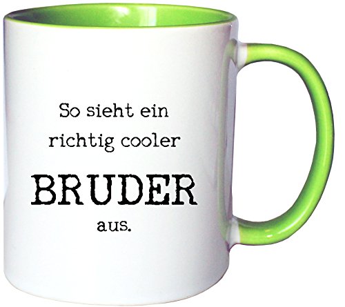 Mister Merchandise Kaffeetasse Becher So Sieht EIN richtig Cooler Bruder aus Geschwister Brother, Farbe: Weiß-Grün von Mister Merchandise