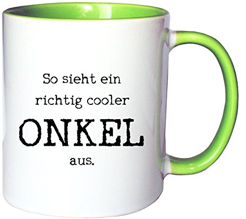 Mister Merchandise Kaffeetasse Becher So Sieht EIN richtig Cooler Onkel aus Uncle Öhme, Farbe: Weiß-Grün von Mister Merchandise