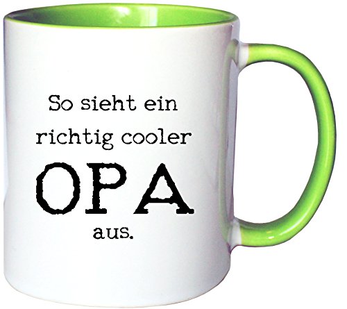 Mister Merchandise Kaffeetasse Becher So Sieht EIN richtig Cooler Opa aus Großvater Grandad, Farbe: Weiß-Grün von Mister Merchandise