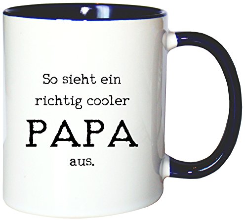 Mister Merchandise Kaffeetasse Becher So Sieht EIN richtig Cooler Papa aus Vater Dad, Farbe: Weiß-Blau von Mister Merchandise