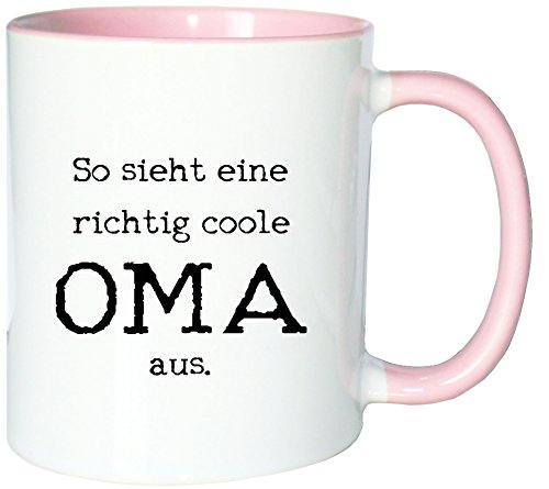 Mister Merchandise Kaffeetasse Becher So Sieht eine richtig Coole Oma aus Omi Großmutter, Farbe: Weiß-Rosa von Mister Merchandise