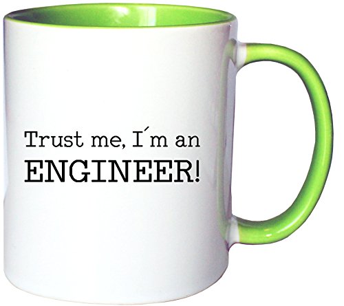 Mister Merchandise Kaffeetasse Becher Trust me, I´m an Engineer! Ingenieur, Farbe: Weiß-Grün von Mister Merchandise