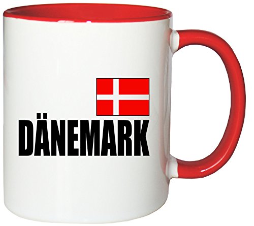 Mister Merchandise Kaffeetasse Dänemark Fahne Flag Teetasse Becher, Farbe: Weiß-Rot von Mister Merchandise