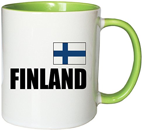 Mister Merchandise Kaffeetasse Finland Fahne Flag Teetasse Becher, Farbe: Weiß-Grün von Mister Merchandise