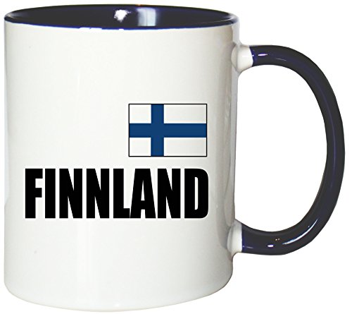 Mister Merchandise Kaffeetasse Finnland Fahne Flag Teetasse Becher, Farbe: Weiß-Blau von Mister Merchandise