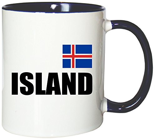 Mister Merchandise Kaffeetasse Island Fahne Flag Teetasse Becher, Farbe: Weiß-Blau von Mister Merchandise