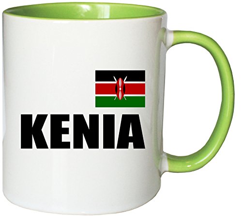 Mister Merchandise Kaffeetasse Kenia Fahne Flag Teetasse Becher, Farbe: Weiß-Grün von Mister Merchandise