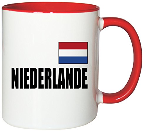 Mister Merchandise Kaffeetasse Niederlande Fahne Flag Teetasse Becher, Farbe: Weiß-Rot von Mister Merchandise