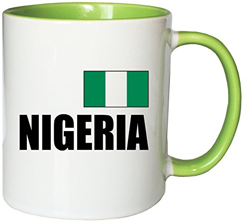 Mister Merchandise Kaffeetasse Nigeria Fahne Flag Teetasse Becher, Farbe: Weiß-Grün von Mister Merchandise